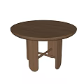 Round Wooden Coffee Table With Crossed Legs And Natural Wood Design