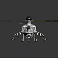 Modern Gray Helicopter With Rotors Cockpit And Fuselage Design Details