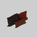 Orange Throw Pillows With Brown Leaf Patterns Stitched Details And Dark Gray Cushions 3d model