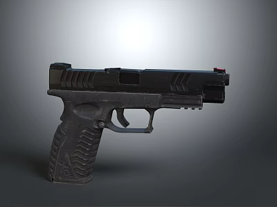 Modern Black Pistol With Textured Grip Slide Trigger Barrel And Tactical Design 3d model