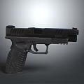 Modern Black Pistol With Textured Grip Slide Trigger Barrel And Tactical Design