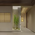 Traditional Japanese Tea House Interior With Wooden Table