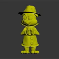Cartoon Bear Character Wearing Blue Coat Hat Tie With Clasped Hands