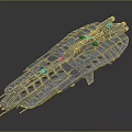 Detailed Interstellar Spaceship with Cosmic Metallic Hull and Advanced Engine Modules