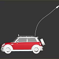 Red Remote Control Car With White Roof Black Stripes And Antenna