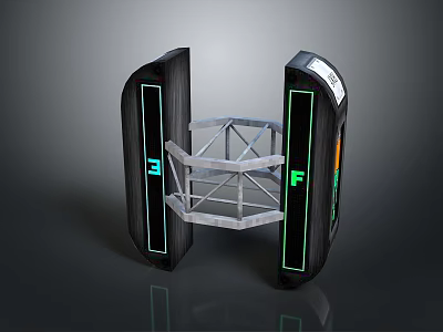 Modern Smart Access Gate With Black Panels Metal Frame And LED Indicators 3d model