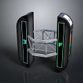 Modern Smart Access Gate With Black Panels Metal Frame And LED Indicators