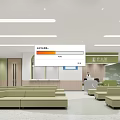 Doctor Waiting Room Interior With Green Walls Beige Sofas And Reception Desk