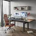 Modern Desk and Chair Computer Desk and Chair Combination Table Lamp Ornaments Ornaments Ornaments Combination Swivel Chair 3d model