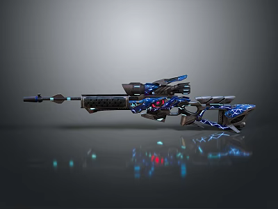 Futuristic Sci Fi Weapon Design With Blue Glowing Accents And Mechanical Structure 3d model