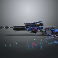 Futuristic Sci Fi Weapon Design With Blue Glowing Accents And Mechanical Structure