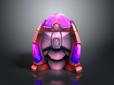 Futuristic Sci-Fi Scene Component Featuring Purple Pink Crystal Core And Metallic Shell With Glowing Elements 3d model