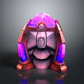 Futuristic Sci-Fi Scene Component Featuring Purple Pink Crystal Core And Metallic Shell With Glowing Elements