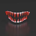 Red Dental Teeth Model Arranged in Arched Shape With White Base and Black Background 3d model