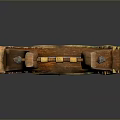 Antique Lyre Musical Instrument With Golden Accents And Carved Details
