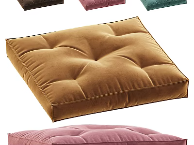 Soft Velvet Tufted Floor Cushions in Various Colors for Home Decoration 3d model
