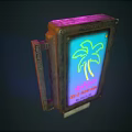 Vintage Neon Billboards With Palm Tree Design And The Lucy Text