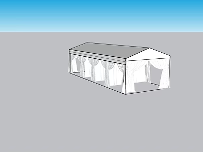 Outdoor Canopy with White Curtains and Gray Roof for Garden Events and Gatherings 3d model