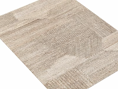 Natural Beige Square Rug With Woven Texture And Geometric Pattern Design 3d model
