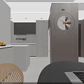 Modern Living And Dining Room With Gray Sofa Abstract Artwork Dining Table And Pendant Light