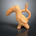 Artistic Toucan Wooden Sculpture With Intricate Carved Feather Patterns Perched On Branch
