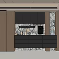 Modern Sideboard Interior With Marble Panel And LED Lighting Design