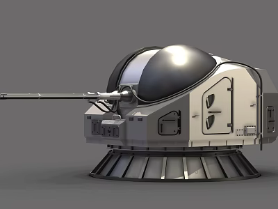Naval Gun Near Antiaircraft Gun Shipborne Weapon 3d model