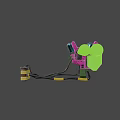 Sci Fi Weapon With Pink Green Design Glowing Green Energy Cells Firing Laser Beam