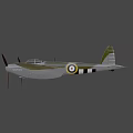 WWII Fighter Plane With Green Brown Camouflage Twin Propellers And Round Wing Insignia