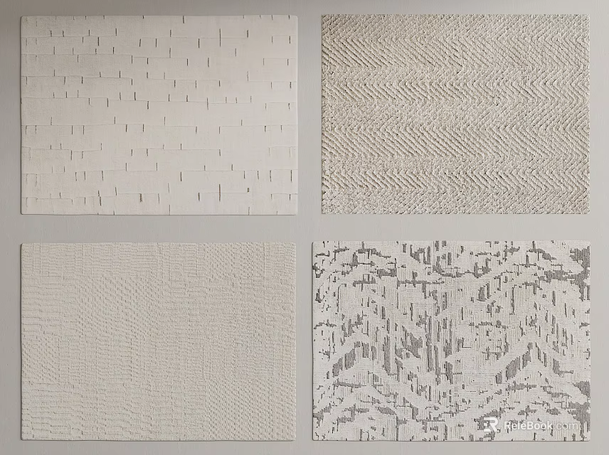Modern Square Rugs With Various Textured Patterns And Design Styles 3d model 