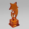 Orange Crystal Ornament Decoration Set With Star Shaped Curved Design And Square Base