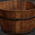 Vintage Rustic Wooden Barrel Decorative Ornament Set With Metal Hoops For Home