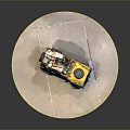 Yellow Off Road Vehicle Model With Roof Luggage Spare Tire And Adventure Gear