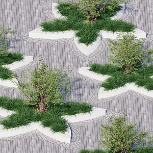 Modern petal-shaped tree pool 3d model