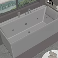 Modern White Bathtub by Window with Scenic Riverside View Ambient Lighting and Toiletries Towels