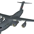 US Air Force Gray Military Transport Aircraft Side View