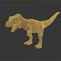Orange T-Rex Dinosaur Model In Standing Pose With Textured Skin And Reflection