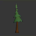Green Decorative Pine Tree With Layered Leaves And Brown Trunk In Paper Craft Style