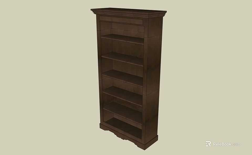 Dark Brown Wooden Bookcase with Multiple Open Shelves Classic Design Home Library Storage 3d model 