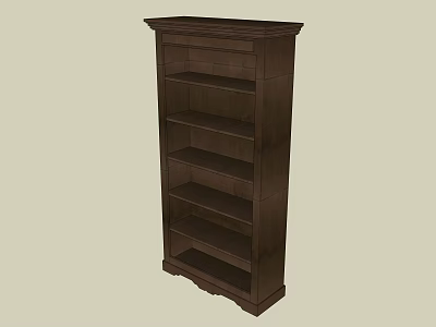 Dark Brown Wooden Bookcase with Multiple Open Shelves Classic Design Home Library Storage 3d model