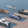 Different Types of Yachts Docked at Wooden Pier on Calm Water