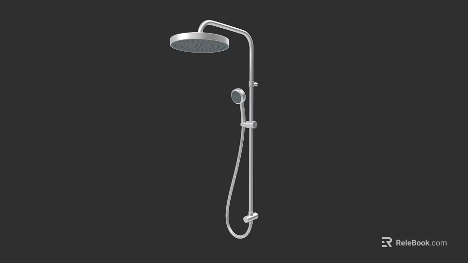 Modern Stainless Steel Shower System With Overhead Head And Handheld Sprayer 3d model 
