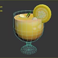Refreshing Orange Beverage with Ice Cubes Lemon Slice and Green Mint Leaf