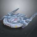 Futuristic Sci Fi Spaceship With Circular Hull Side Wings And Structural Details 3d model