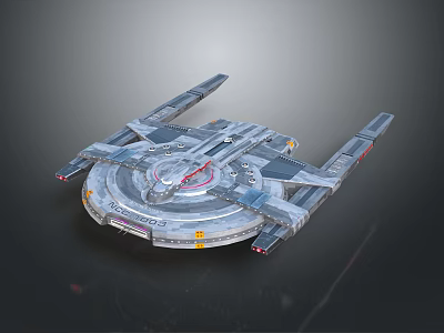 Futuristic Sci Fi Spaceship With Circular Hull Side Wings And Structural Details 3d model