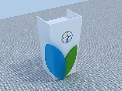 Functional Desk With White Body Blue And Green Leaf Decor And Baoyue Logo 3d model
