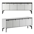Modern Stylish Sideboard Cabinets With Glossy Surface And Black Metal Legs