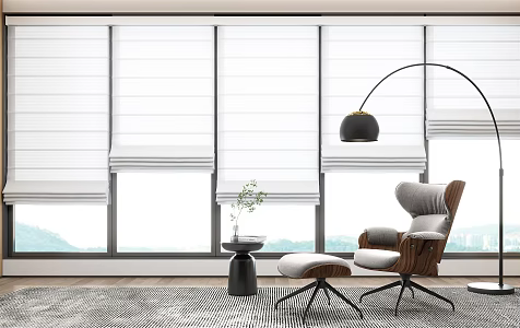 modern roman curtain office blinds 3d model