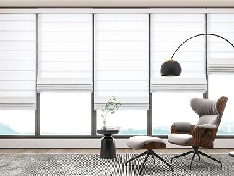 modern roman curtain office blinds 3d model