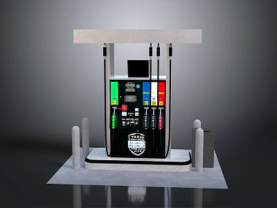 Modern Gas Station Fuel Dispenser With Digital Display Fuel Nozzles Support Pillars And Base Platform 3d model